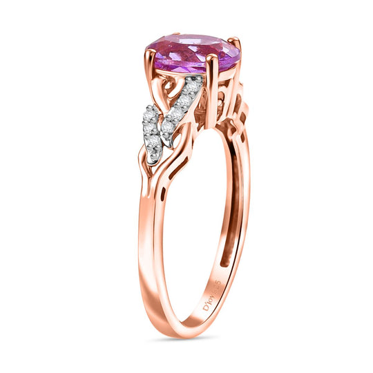 3er Set - D'Joy AA Rose De France Amethyst Ring, Ohrringe, und Anhänger, 925 Silber 750 rosévergoldet (Größe 19.00) ca. 4,74 ct.