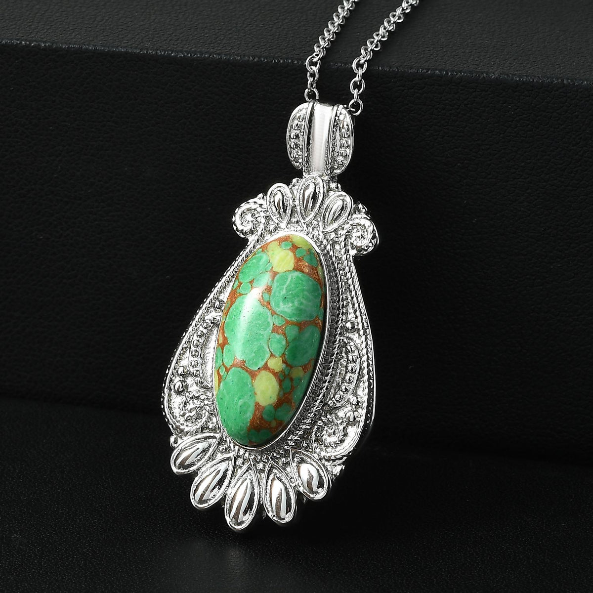 Grünes Türkis Schmuckset Edelstahl ca. 25.00 ct