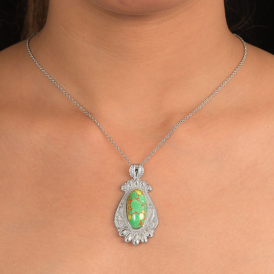 Grünes Türkis Schmuckset Edelstahl ca. 25.00 ct