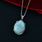 D'joy Larimar, Weißer Zirkon Anhänger mit Kette ca. 50 cm, 925 Silber rhodiniert ca. 18.25 ct