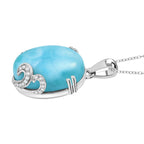 D'joy Larimar, Weißer Zirkon Anhänger mit Kette ca. 50 cm, 925 Silber rhodiniert ca. 18.25 ct