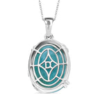 D'joy Larimar, Weißer Zirkon Anhänger mit Kette ca. 50 cm, 925 Silber rhodiniert ca. 18.25 ct
