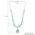 D'Joy AA Larimar und Labor Polki Diamant Halskette ca. 45 cm 925 Silber rhodiniert ca. 136.27 ct