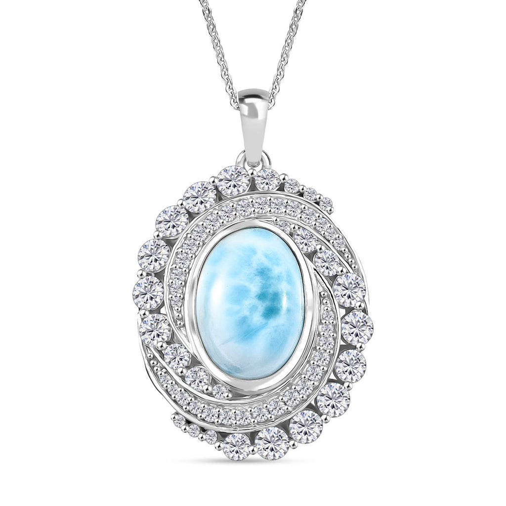 D'Joy Larimar, Weißer Zirkon Schmuckset ca. 45 cm 925 Silber rhodiniert ca. 10.59 ct