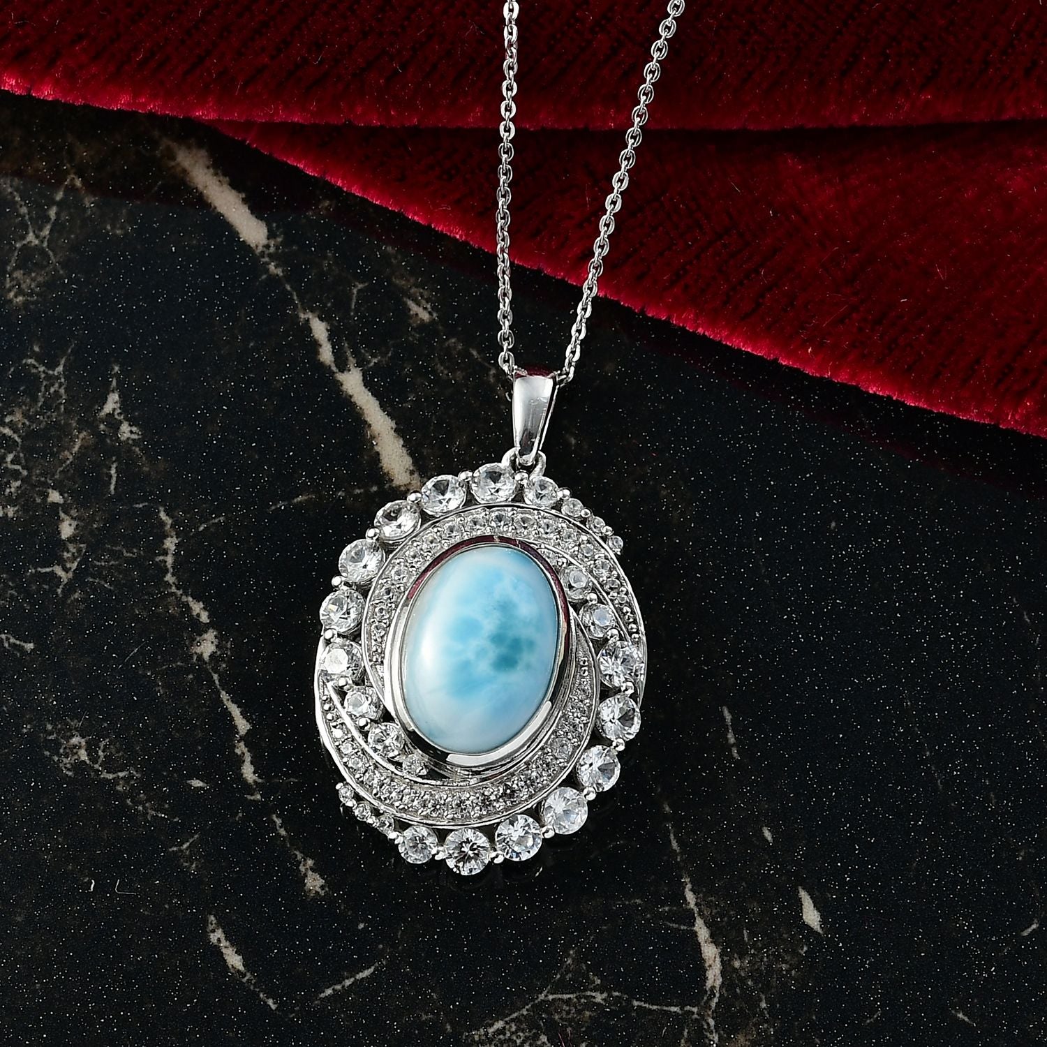 D'Joy Larimar, Weißer Zirkon Schmuckset ca. 45 cm 925 Silber rhodiniert ca. 10.59 ct