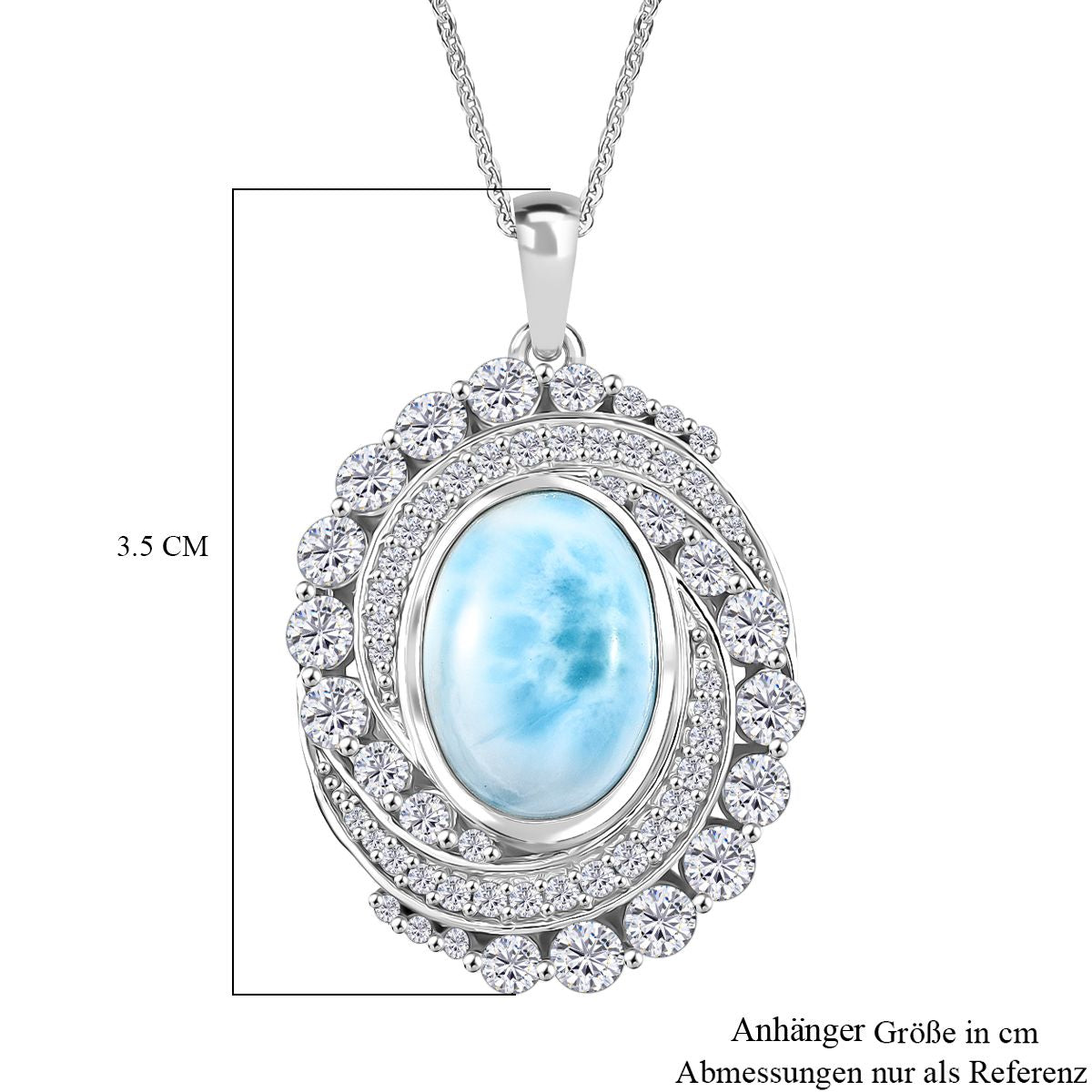 D'Joy Larimar, Weißer Zirkon Schmuckset ca. 45 cm 925 Silber rhodiniert ca. 10.59 ct