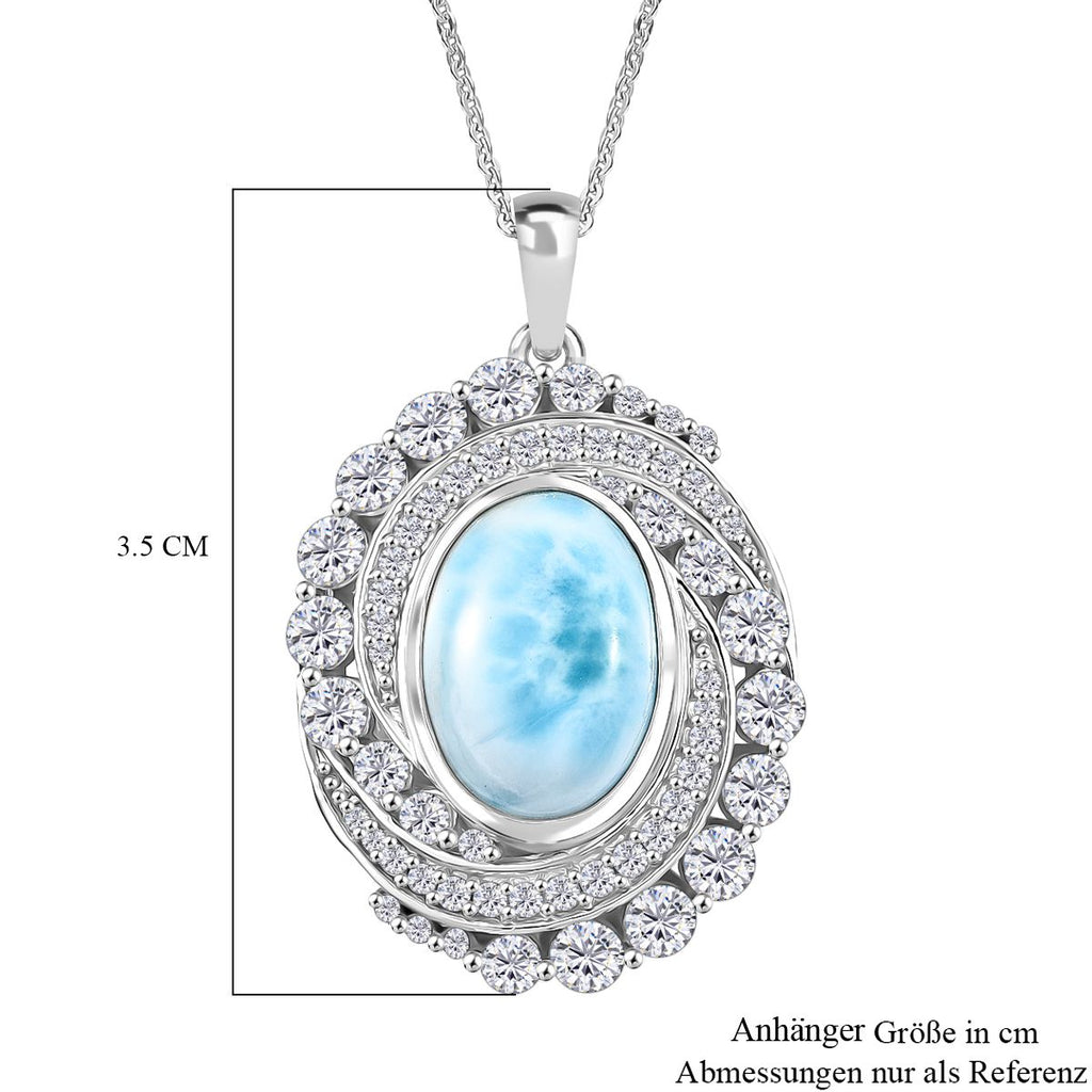 D'Joy Larimar, Weißer Zirkon Schmuckset ca. 45 cm 925 Silber rhodiniert ca. 10.59 ct