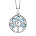 D'Joy AA Blauer Zirkon Anhänger mit Kette, ca. 50 cm 925 Silber rhodiniert ca. 1.29 ct