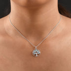 D'Joy AA Blauer Zirkon Anhänger mit Kette, ca. 50 cm 925 Silber rhodiniert ca. 1.29 ct