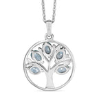 D'Joy AA Blauer Zirkon Anhänger mit Kette, ca. 50 cm 925 Silber rhodiniert ca. 1.29 ct