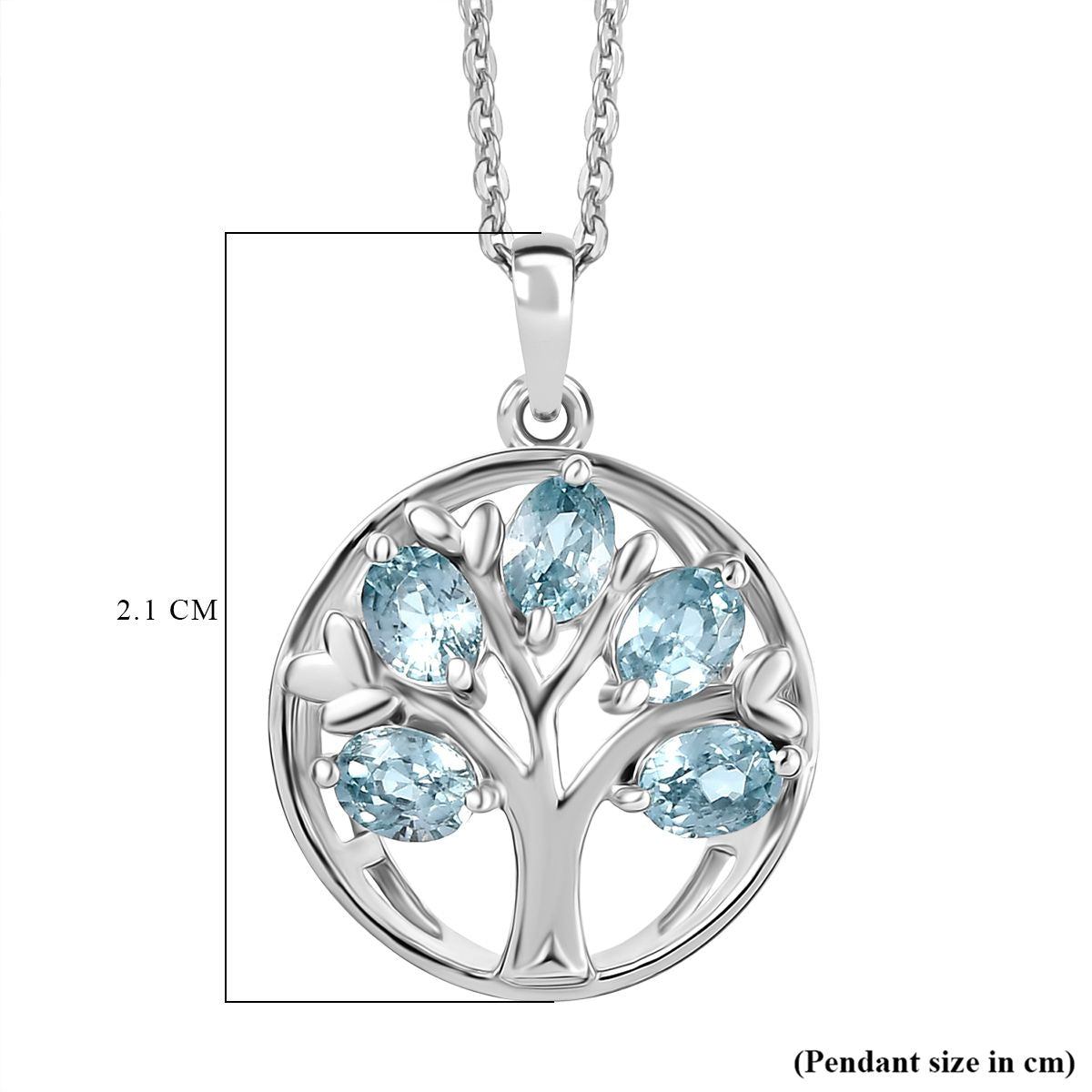D'Joy AA Blauer Zirkon Anhänger mit Kette, ca. 50 cm 925 Silber rhodiniert ca. 1.29 ct