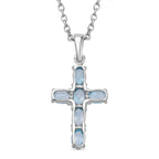D'joy Blauer Zirkon Anhänger mit Kette ca. 50 cm, 925 Silber rhodiniert und 316L Edelstahl ca. 2.17 ct