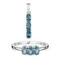 D'Joy blaues Zirkon Schmuckset, 925 Silber rhodiniert - 2,22 ct.
