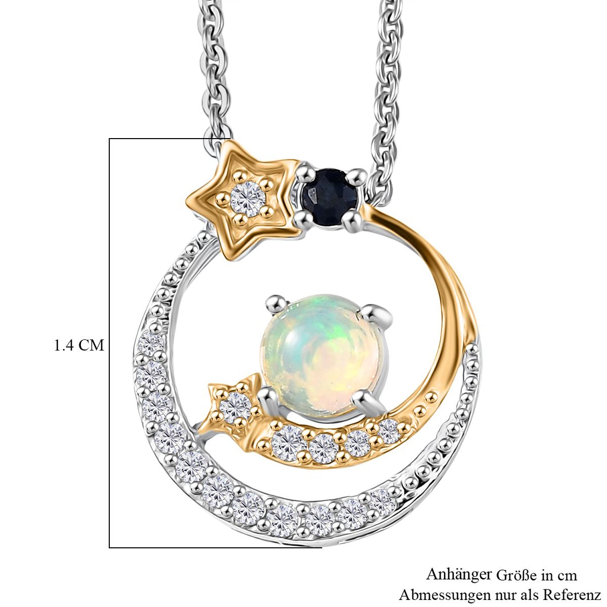 D'Joy AA Natürlicher, äthiopischer Welo Opal, Blauer Saphir Schmuckset ca. 50 cm 925 Silber platiniert, 925 Silber platiniert und vergoldet ca. 0.37 ct