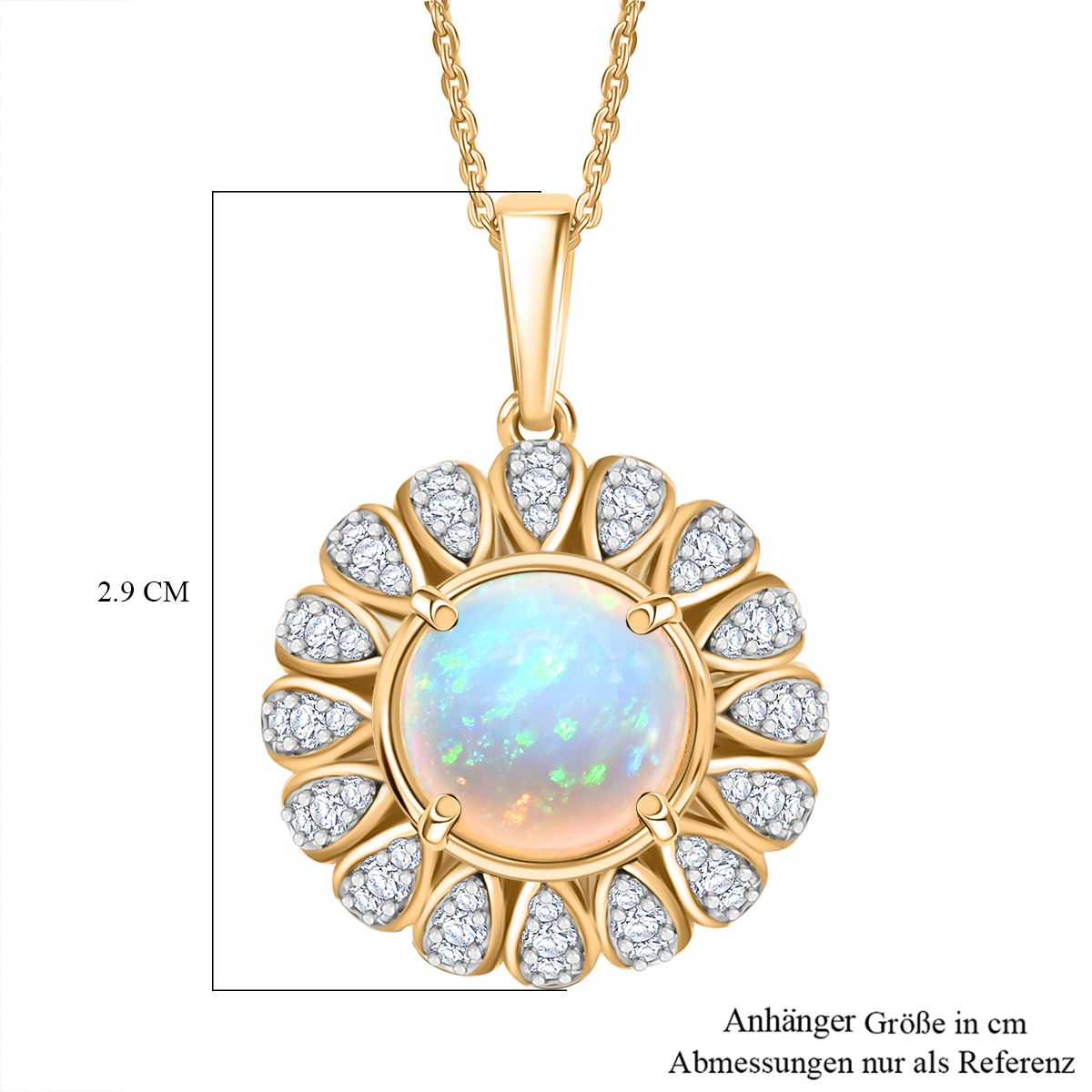 D'Joy AA Natürlicher, äthiopischer Welo Opal, Moissanit Schmuckset ca. 50 cm 925 Silber 750 Gelbgold Vermeil ca. 3.15 ct