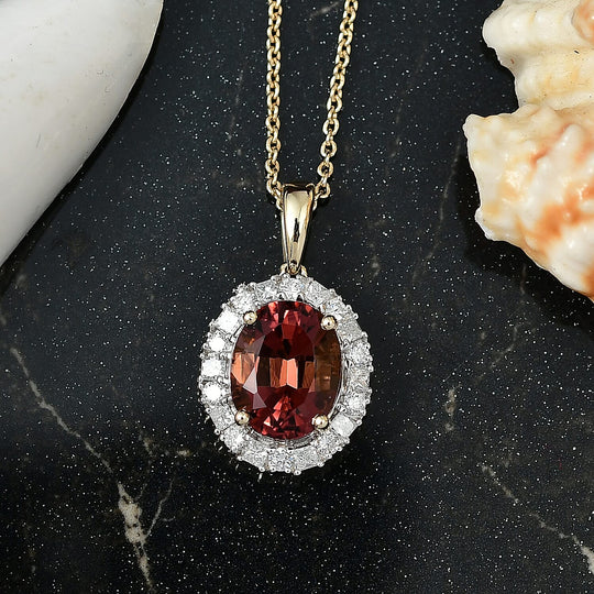 AAA Byzantinischer Turmalin, Lab Grown Diamant Schmuckset ca. 50 cm 417 Gold ca. 2,56 ct.