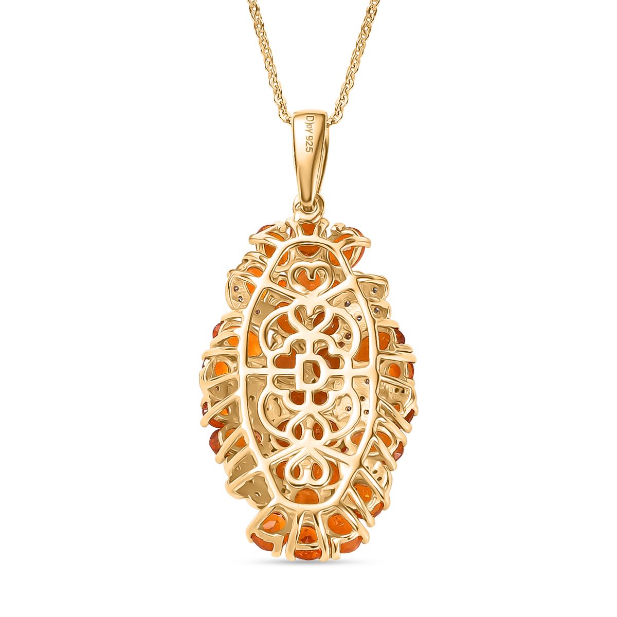 D'Joy AAA Blaze Feueropal Schmuckset ca. 50 cm 925 Silber 750 Gelbgold Vermeil ca. 3,35 ct.