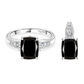 2er Set - D'Joy Elite Shungit Ring und Anhänger, 925 Silber platiniert (Größe 18.00) ca. 5,65 ct.
