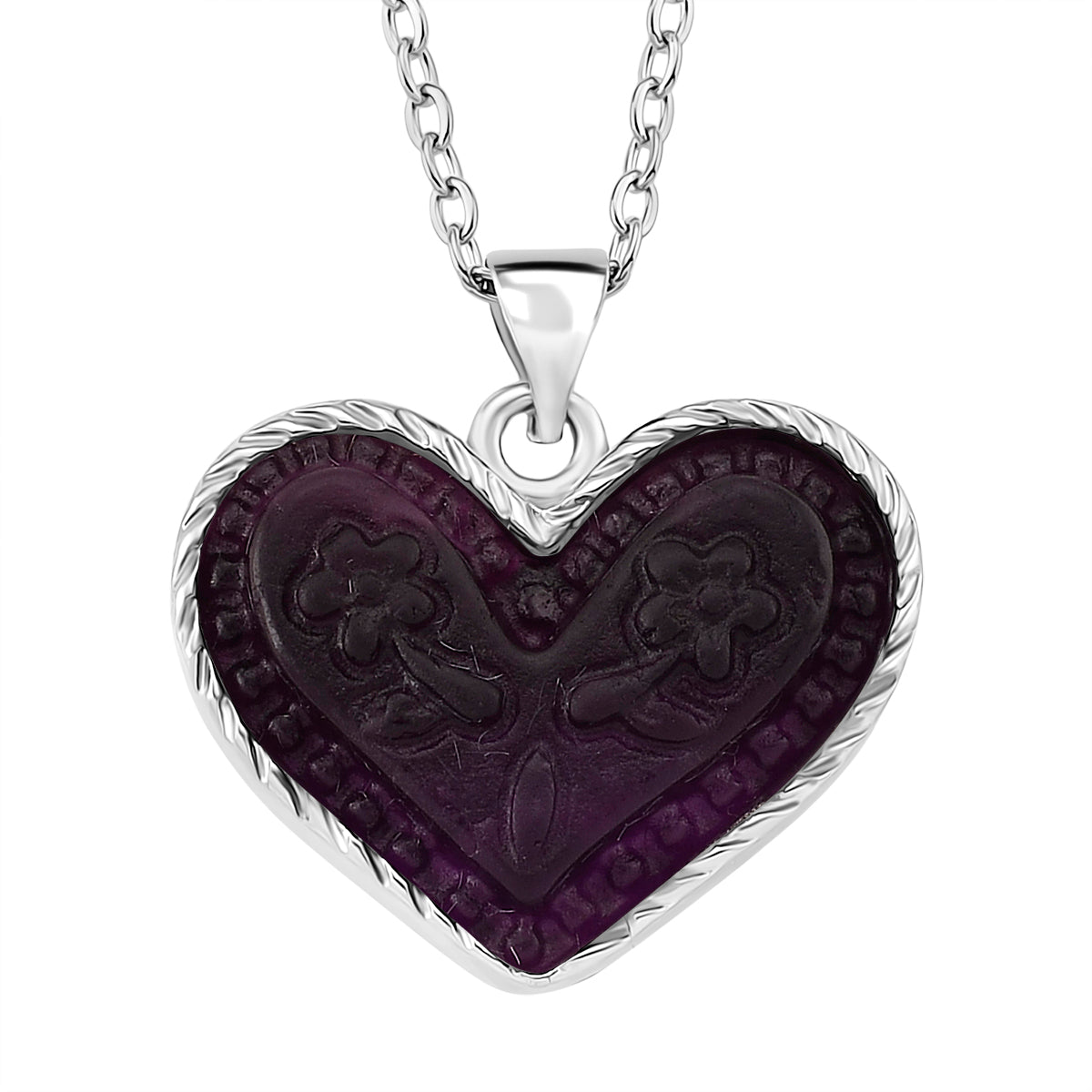Lila Fluorit Schmuckset ca. 50 cm 316L Edelstahl ca. 20.00 ct