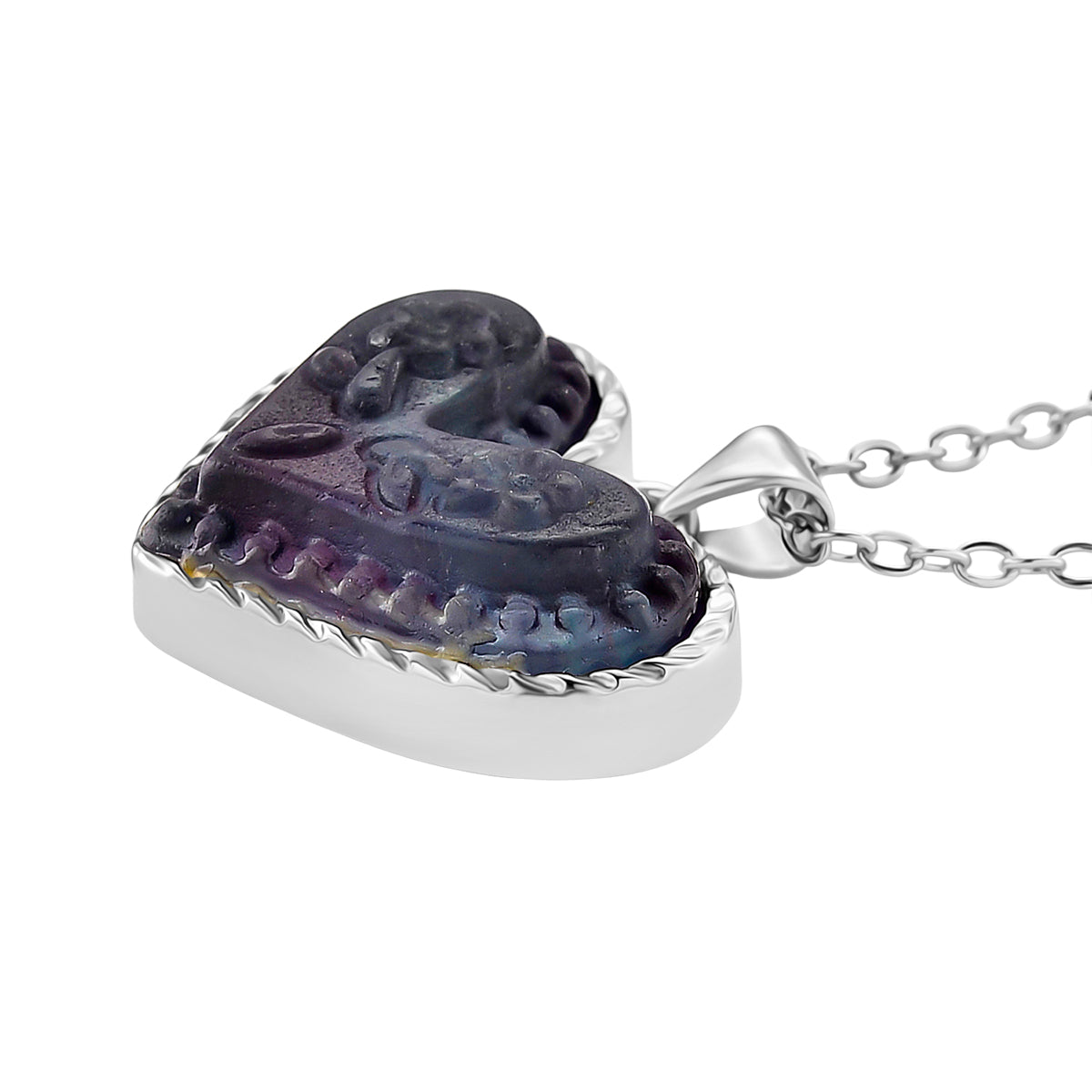 Mehrfarbiger Fluorit Schmuckset ca. 50 cm 316L Edelstahl ca. 20.00 ct