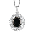 D'Joy Elite Shungit, Weißer Zirkon Schmuckset ca. 50 cm 925 Silber rhodiniert ca. 4,58 ct.