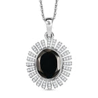 D'Joy Elite Shungit, Weißer Zirkon Schmuckset ca. 50 cm 925 Silber rhodiniert ca. 4,58 ct.