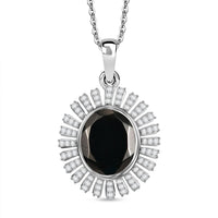 D'Joy Elite Shungit, Weißer Zirkon Schmuckset ca. 50 cm 925 Silber rhodiniert ca. 4,58 ct.