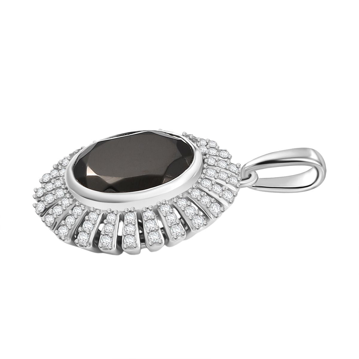 D'Joy Elite Shungit, Weißer Zirkon Schmuckset ca. 50 cm 925 Silber rhodiniert ca. 4,58 ct.