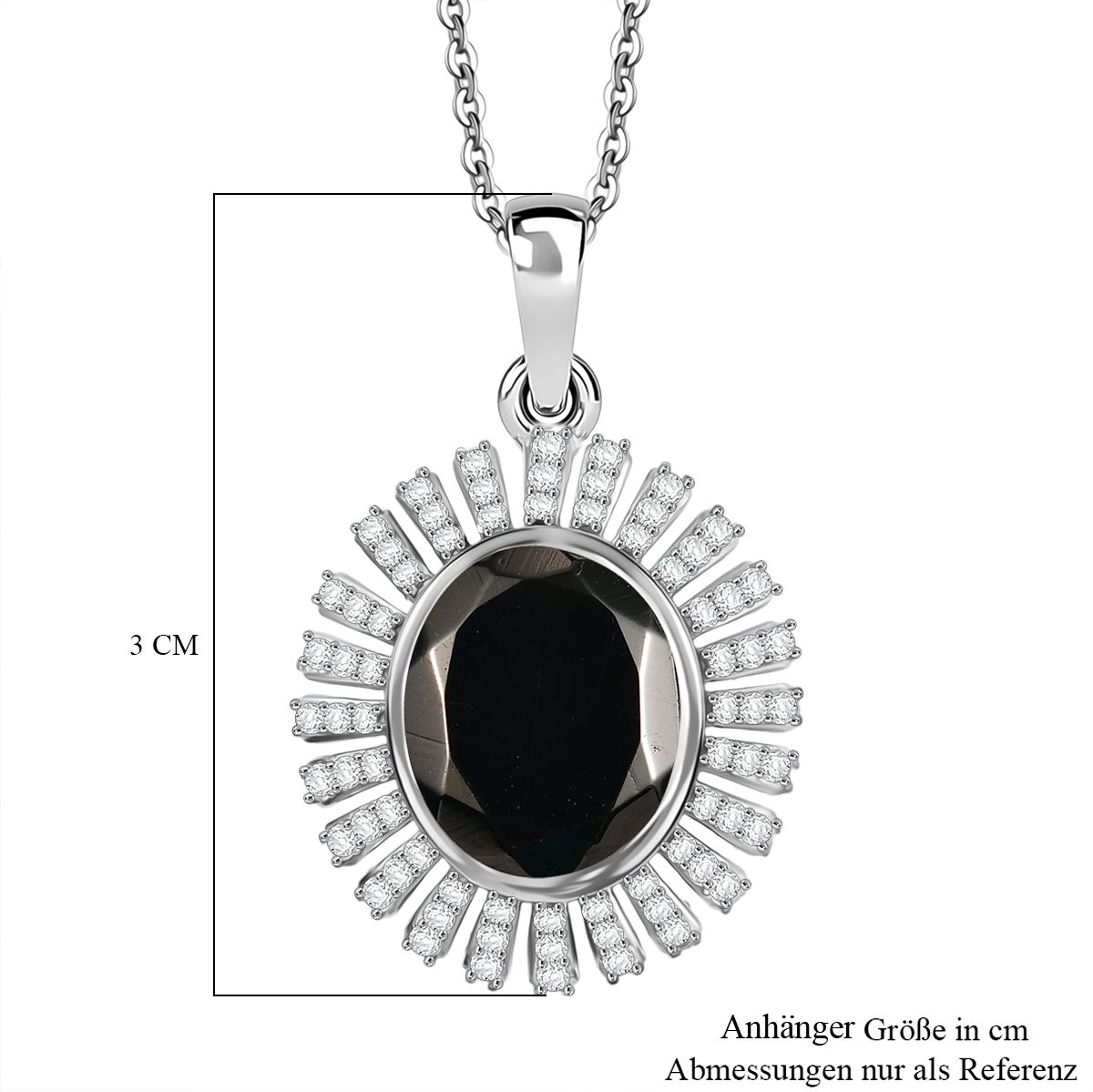 D'Joy Elite Shungit, Weißer Zirkon Schmuckset ca. 50 cm 925 Silber rhodiniert ca. 4,58 ct.