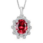 D'joy Lab Grown Padparadscha-Saphir, Weißer Zirkon Schmuckset ca. 50 cm 925 Silber rhodiniert ca. 4.02 ct
