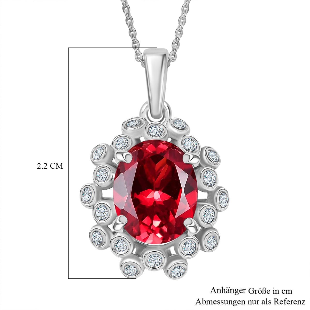 D'joy Lab Grown Padparadscha-Saphir, Weißer Zirkon Schmuckset ca. 50 cm 925 Silber rhodiniert ca. 4.02 ct