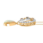 D'Joy AA Natürlicher, äthiopischer Welo Opal, Mehrfarbiger Saphir Anhänger mit Kette, ca. 50 cm 925 Silber Rhodiniert und 750 Gelbgold Vermeil ca. 1.45 ct