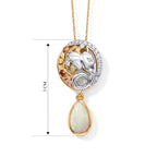 D'Joy AA Natürlicher, äthiopischer Welo Opal, Mehrfarbiger Saphir Anhänger mit Kette, ca. 50 cm 925 Silber Rhodiniert und 750 Gelbgold Vermeil ca. 1.45 ct