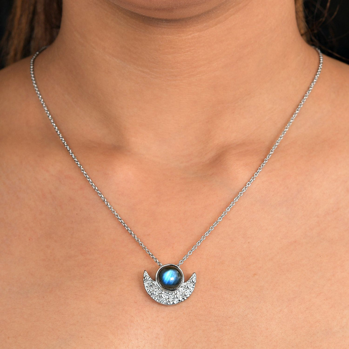 AAA Labradorit Schmuckset ca. 50 cm Edelstahl ca. 4,65 ct.