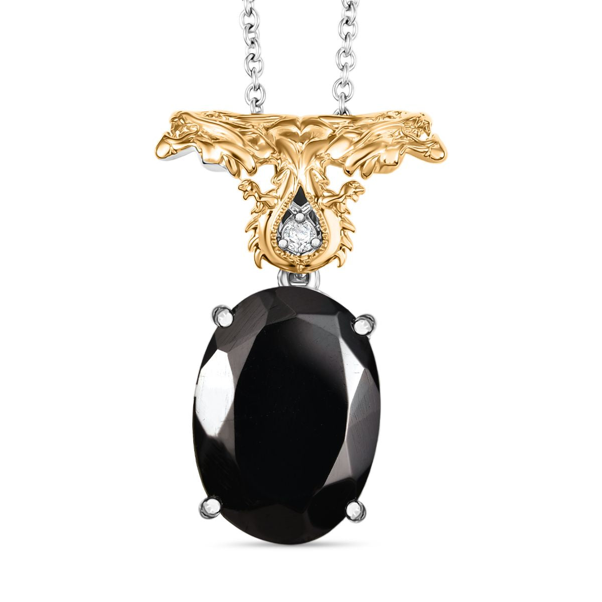 Elite Shungit, Weißer Zirkon Anhänger mit Kette, ca. 45 cm ca. 6.15 ct