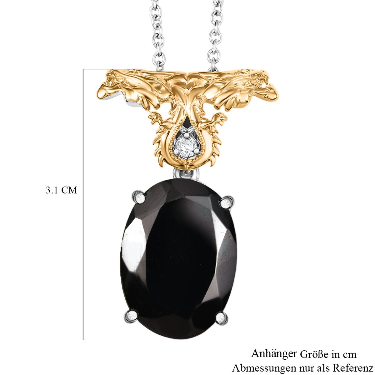 Elite Shungit, Weißer Zirkon Anhänger mit Kette, ca. 45 cm ca. 6.15 ct