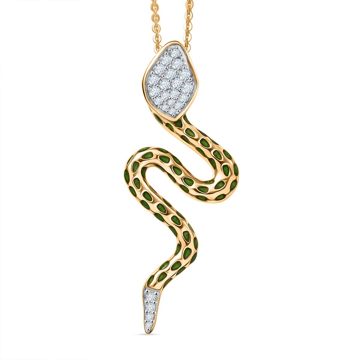 GP Trionfo Kollektion- Weißer Zirkon, Kanchanaburi Blauer Saphir Anhänger mit Kette, ca. 50 cm 925 Silber 750 Gelb Vergoldet ca. 0.25 ct
