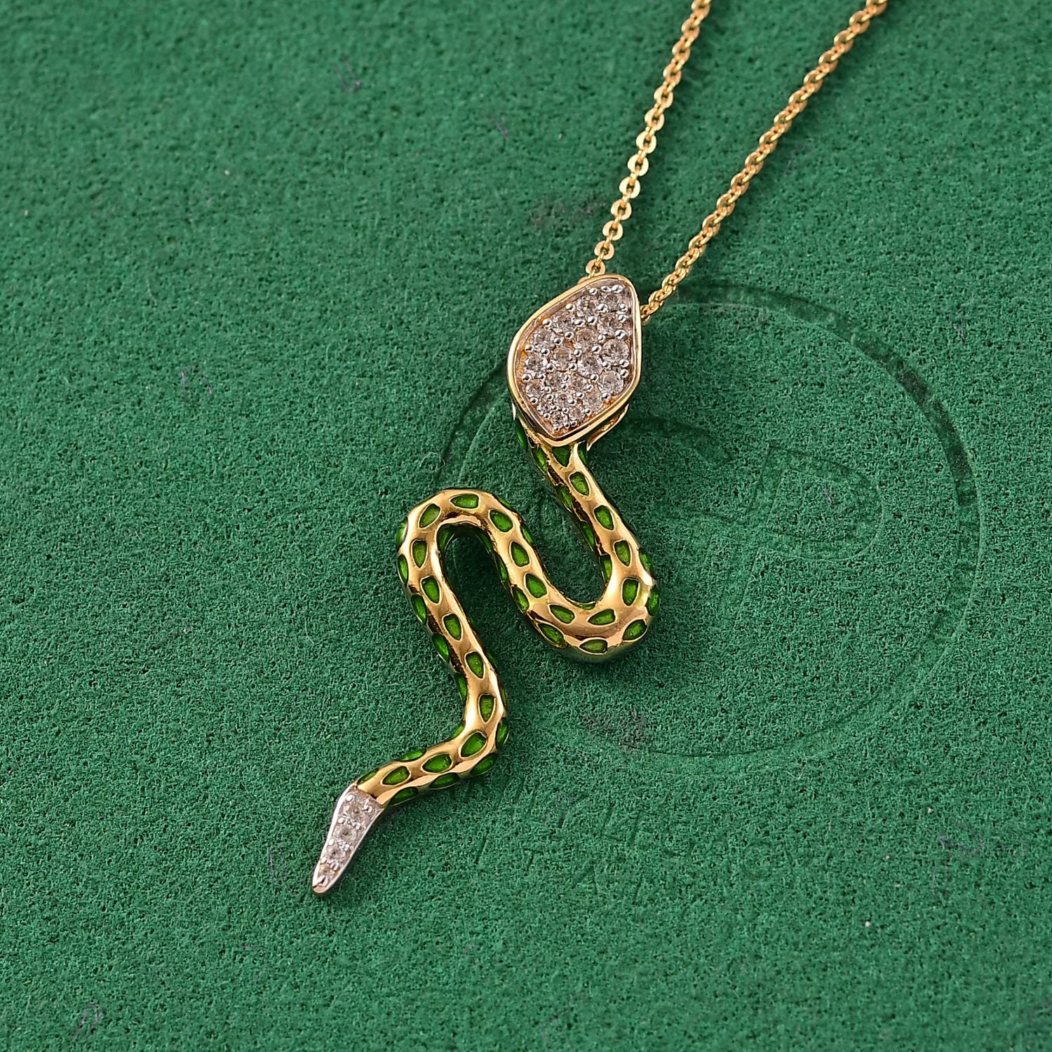 GP Trionfo Kollektion- Weißer Zirkon, Kanchanaburi Blauer Saphir Anhänger mit Kette, ca. 50 cm 925 Silber 750 Gelb Vergoldet ca. 0.25 ct