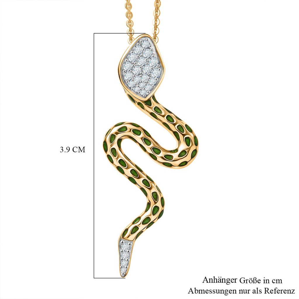 GP Trionfo Kollektion- Weißer Zirkon, Kanchanaburi Blauer Saphir Anhänger mit Kette, ca. 50 cm 925 Silber 750 Gelb Vergoldet ca. 0.25 ct