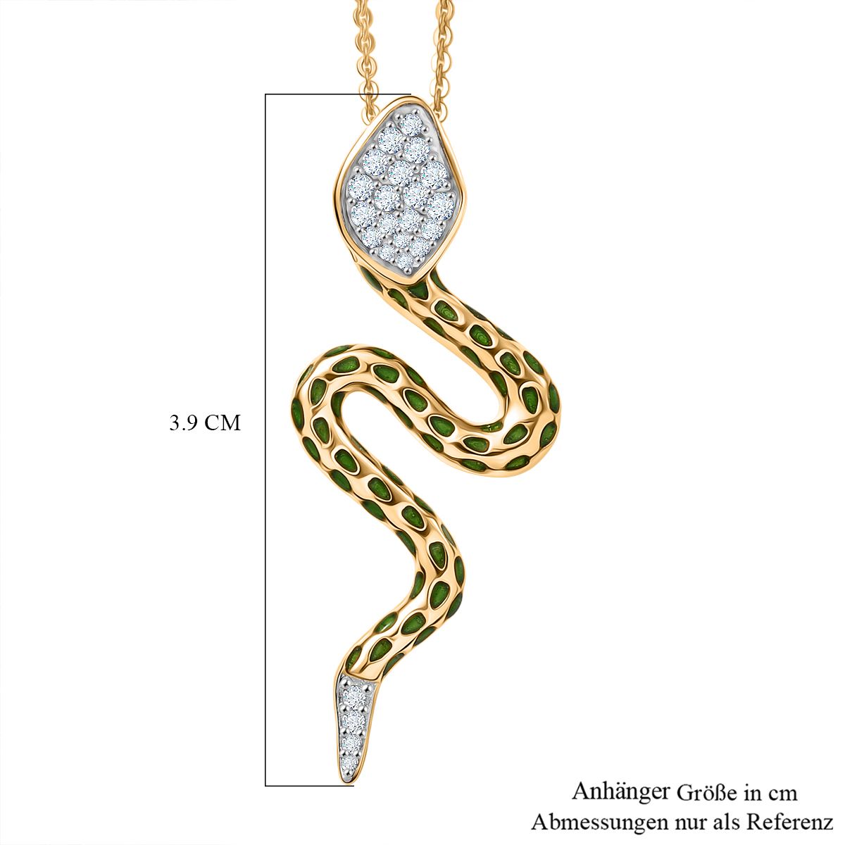 GP Trionfo Kollektion- Weißer Zirkon, Kanchanaburi Blauer Saphir Anhänger mit Kette, ca. 50 cm 925 Silber 750 Gelb Vergoldet ca. 0.25 ct