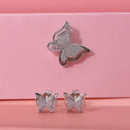 2er Set -  Weißer Zirkonia Anhänger und Ohrringe, 925 Silber rhodiniert