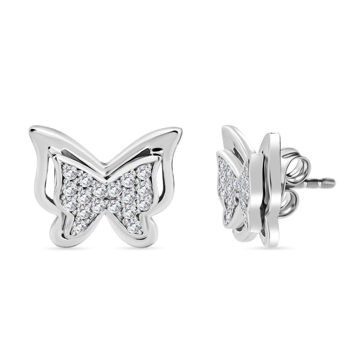 2er Set -  Weißer Zirkonia Anhänger und Ohrringe, 925 Silber rhodiniert