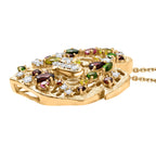 GP Mosambik Granat, Peridot Schmuckset ca. 50 cm 925 Silber 750 Gelbgold Vermeil ca. 2.82 ct