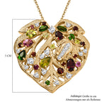 GP Mosambik Granat, Peridot Schmuckset ca. 50 cm 925 Silber 750 Gelbgold Vermeil ca. 2.82 ct