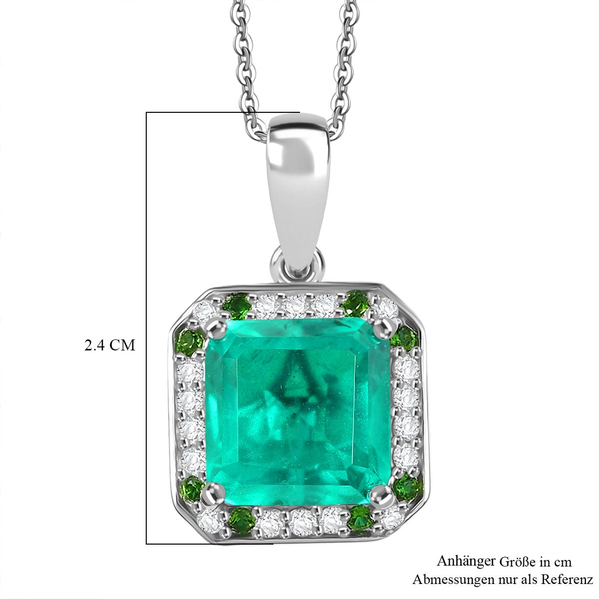 D'Joy AAA Smaragd-Quarz Triplette, Weißer Zirkon Schmuckset ca. 45 cm 925 Silber rhodiniert ca. 5.64 ct