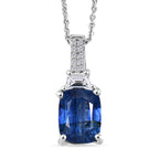 D'Joy AA Natürlicher Kaschmir-Kyanit, Weißer Zirkon Schmuckset ca. 50 cm 925 Silber rhodiniert ca. 3.17 ct