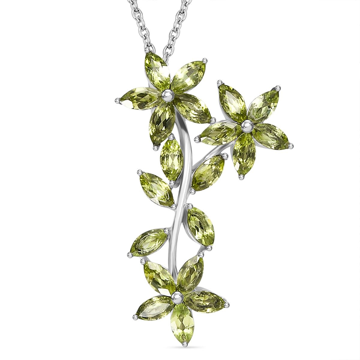 Natürlicher Peridot Anhänger mit Kette, ca. 50 cm 316L Edelstahl ca. 5.24 ct