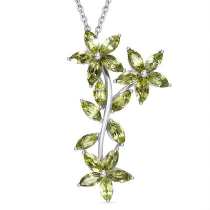 Natürlicher Peridot Anhänger mit Kette, ca. 50 cm 316L Edelstahl ca. 5.24 ct