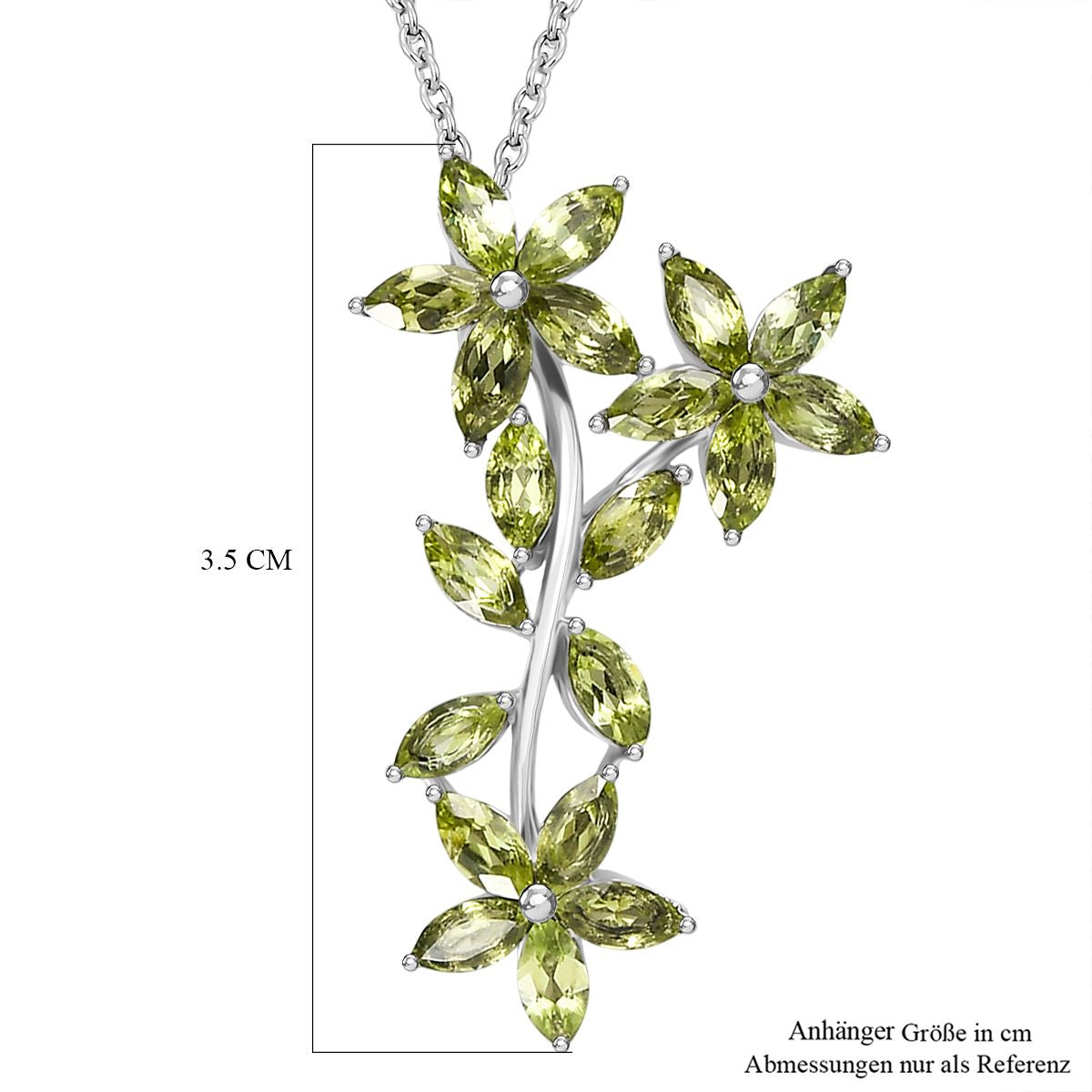 Natürlicher Peridot Anhänger mit Kette, ca. 50 cm 316L Edelstahl ca. 5.24 ct