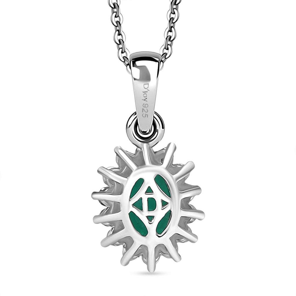 Luxuriant - AAA Lab Grown Kolumbianischer Smaragd, Moissanit Schmuckset ca. 50 cm 925 Silber rhodiniert ca. 0.90 ct